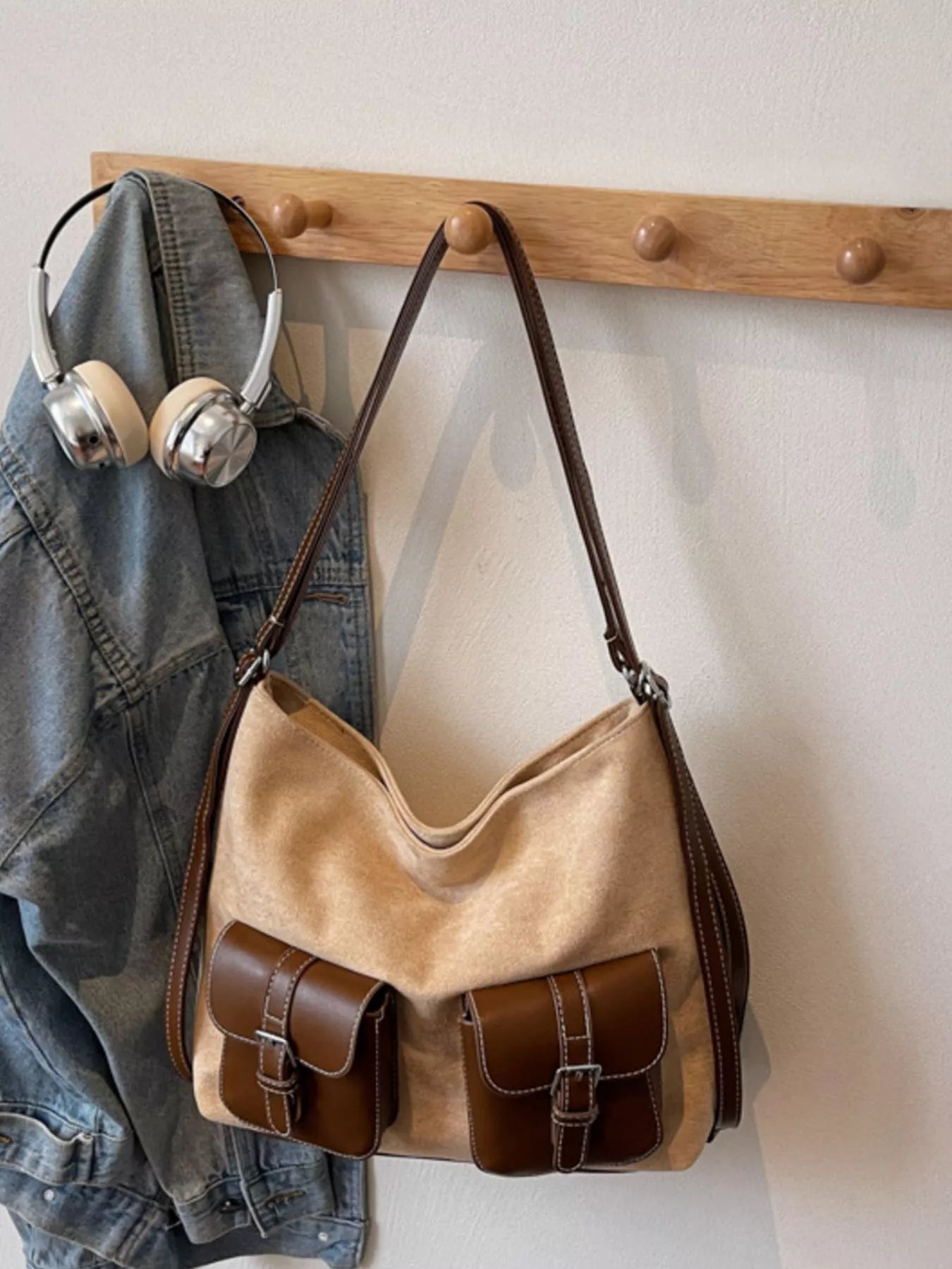 Buckle Pocket Shoulder Handbag