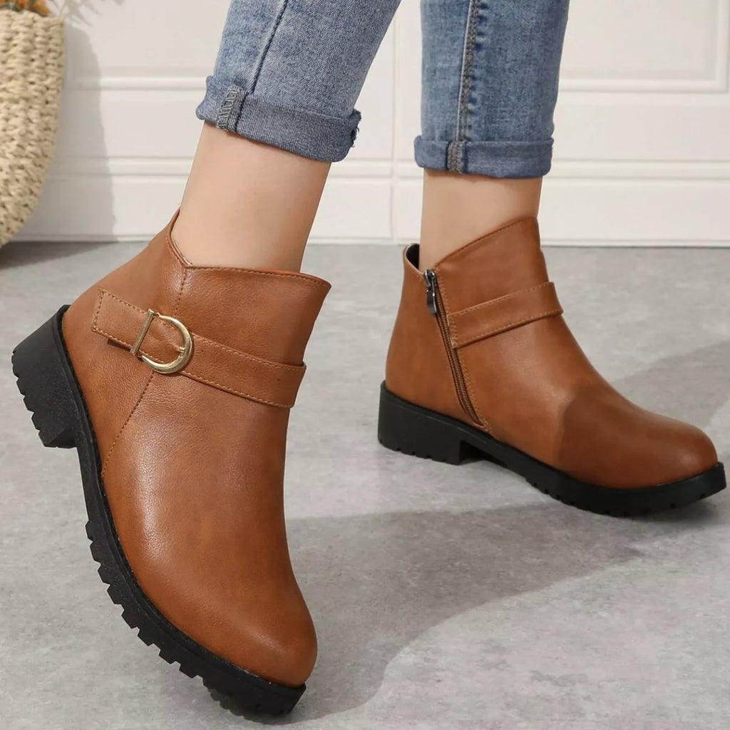 Round Toe Block Heels Boots