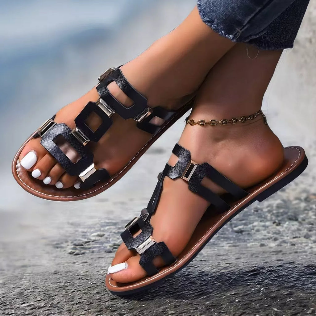Open Toe Geometric Embellishments Sandals