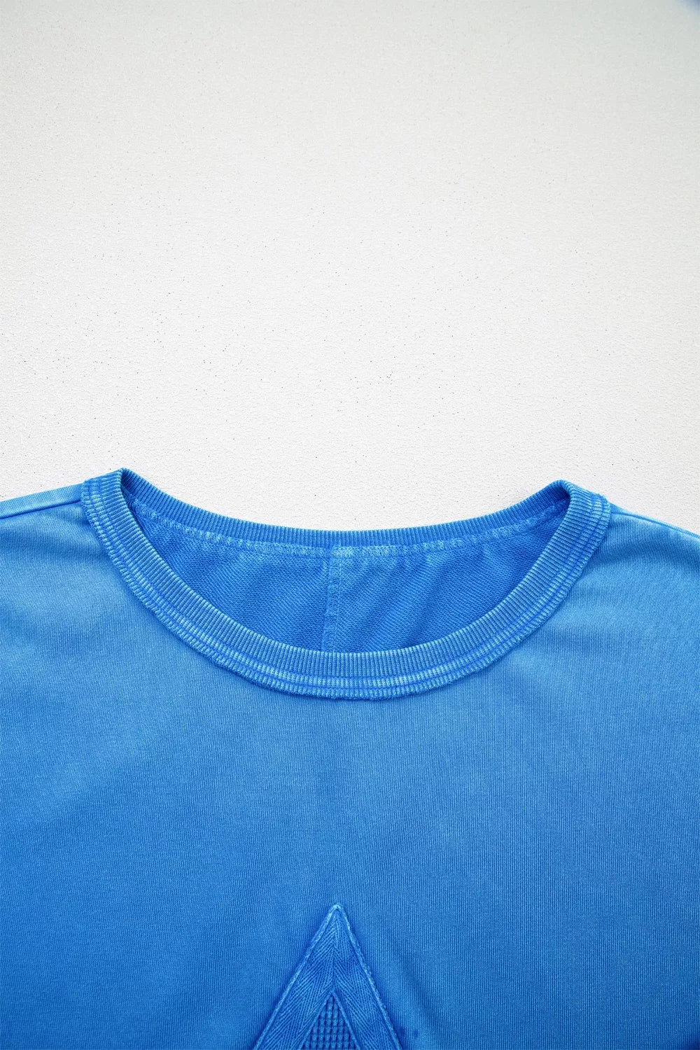 Mineral Wash Star Mesh Patchwork Oversize Tee
