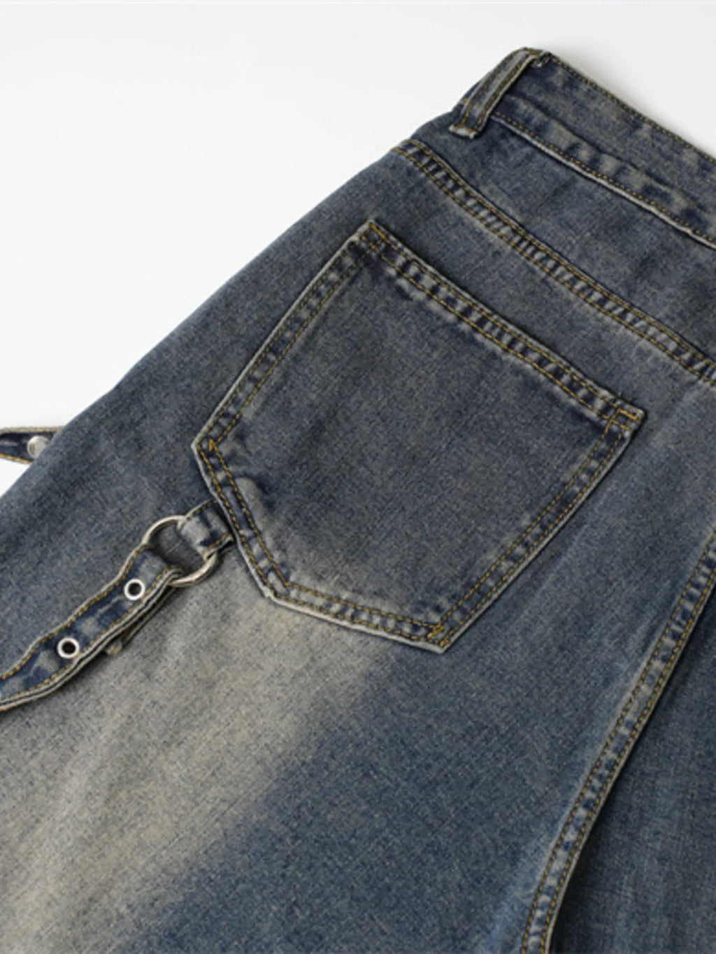 Men's Frayed Hem Wide Leg Jeans