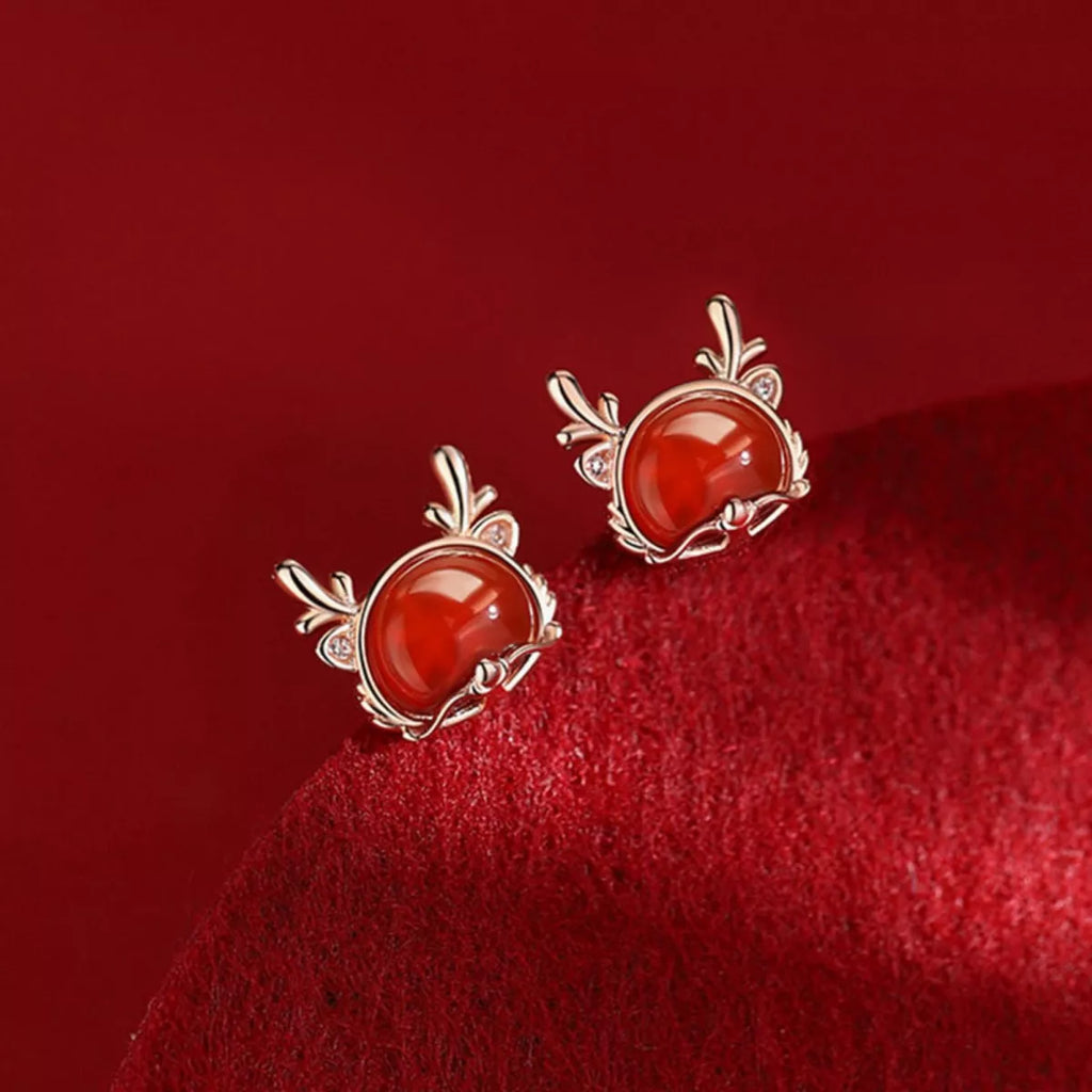 925 Sterling Silver Deer Stud Earrings