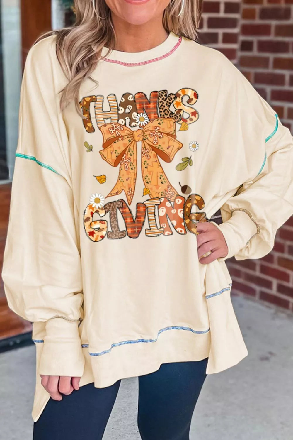 Thanksgiving Graphic Crew Neck Sweatshirt