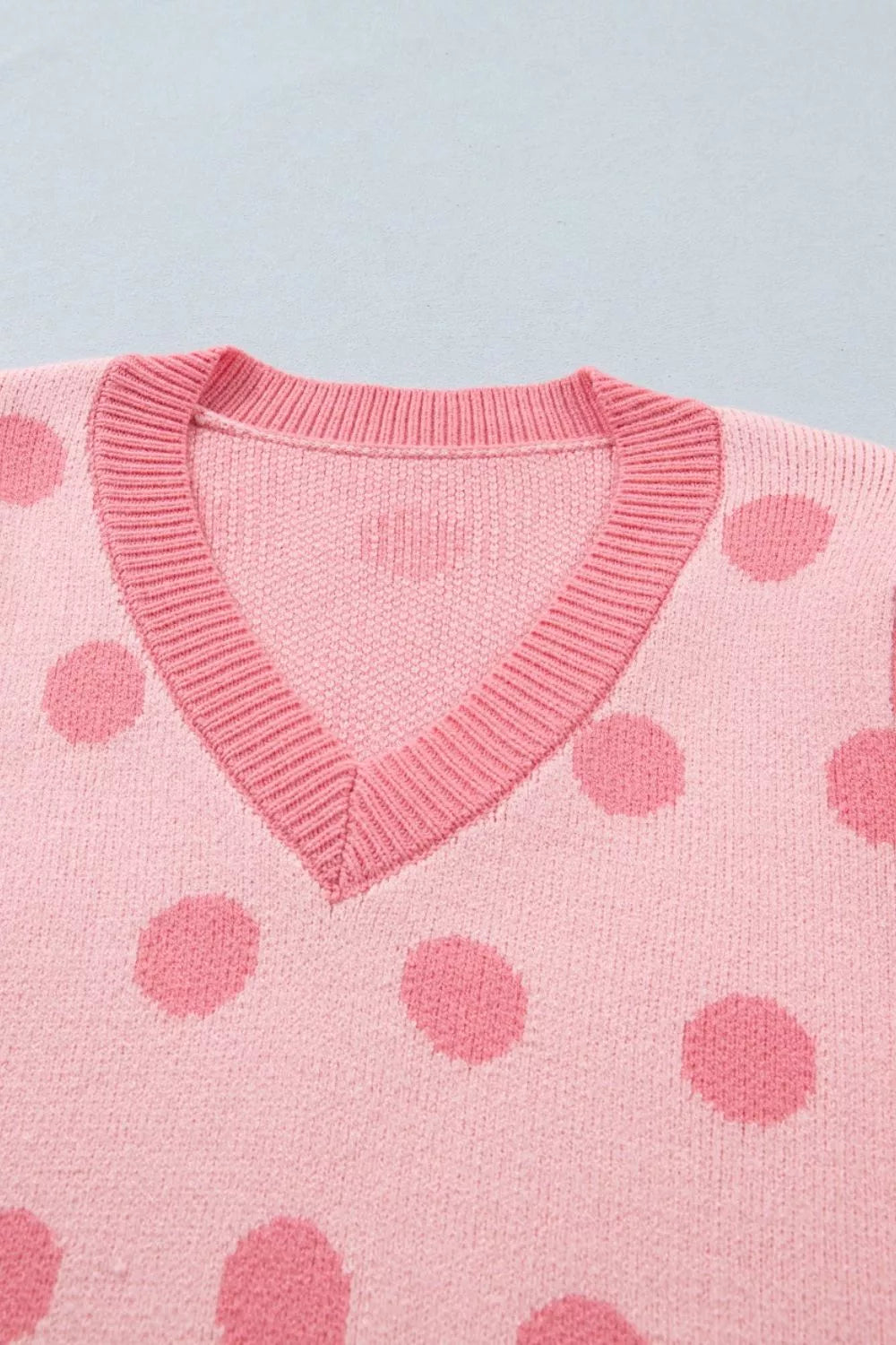 Polka Dot Puff Short Sleeve Sweater Top