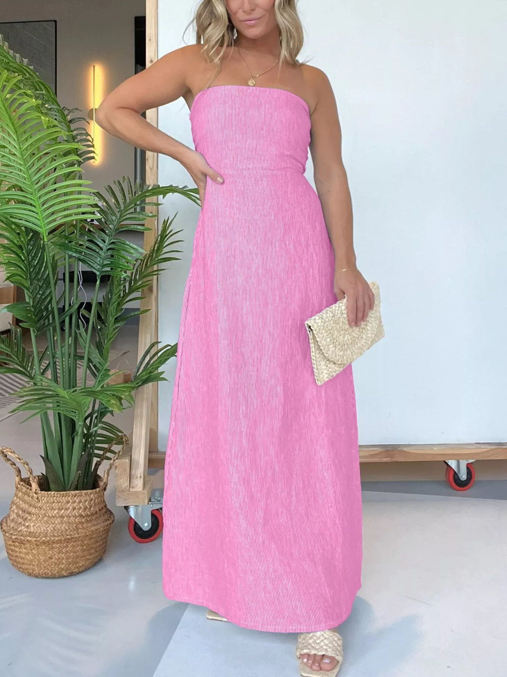 Full Size Strapless Casual Maxi Dress Plus Size