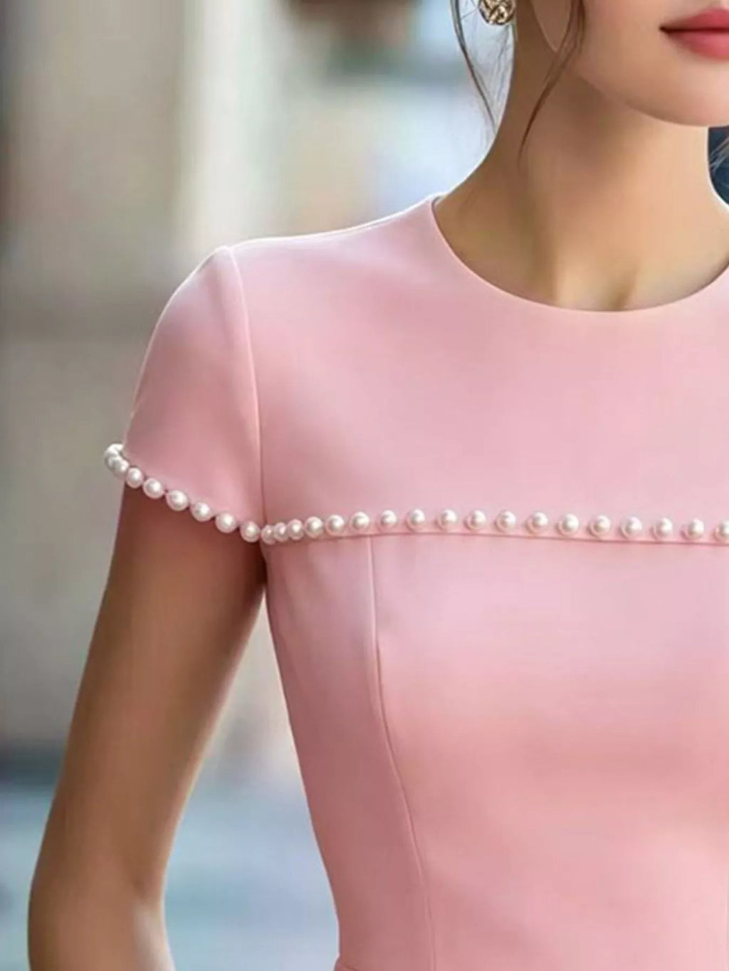 Pearl Embellished Peplum T-Shirt