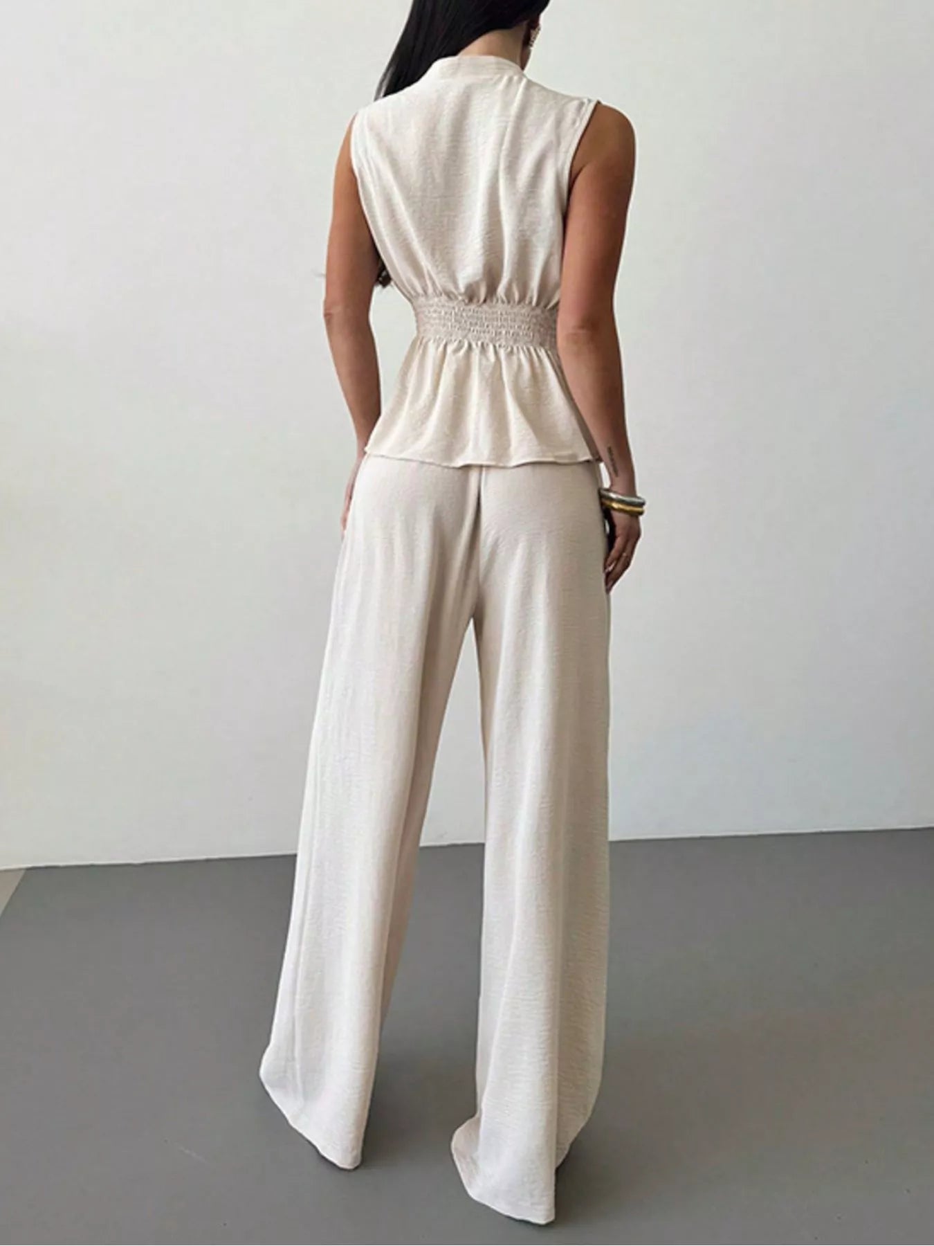 Sleeveless Top and Wide-Leg Pants Set