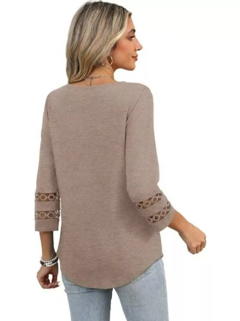 Full Size V-Neck 3/4 Sleeve T-Shirt Plus Size