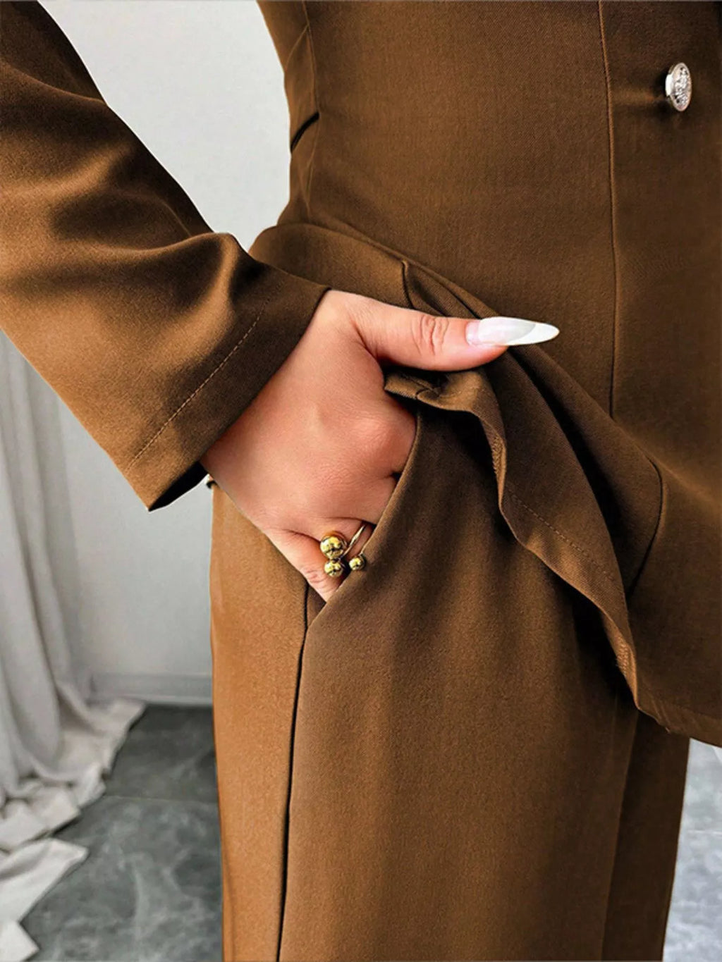 One Button Blazer and Pants Set
