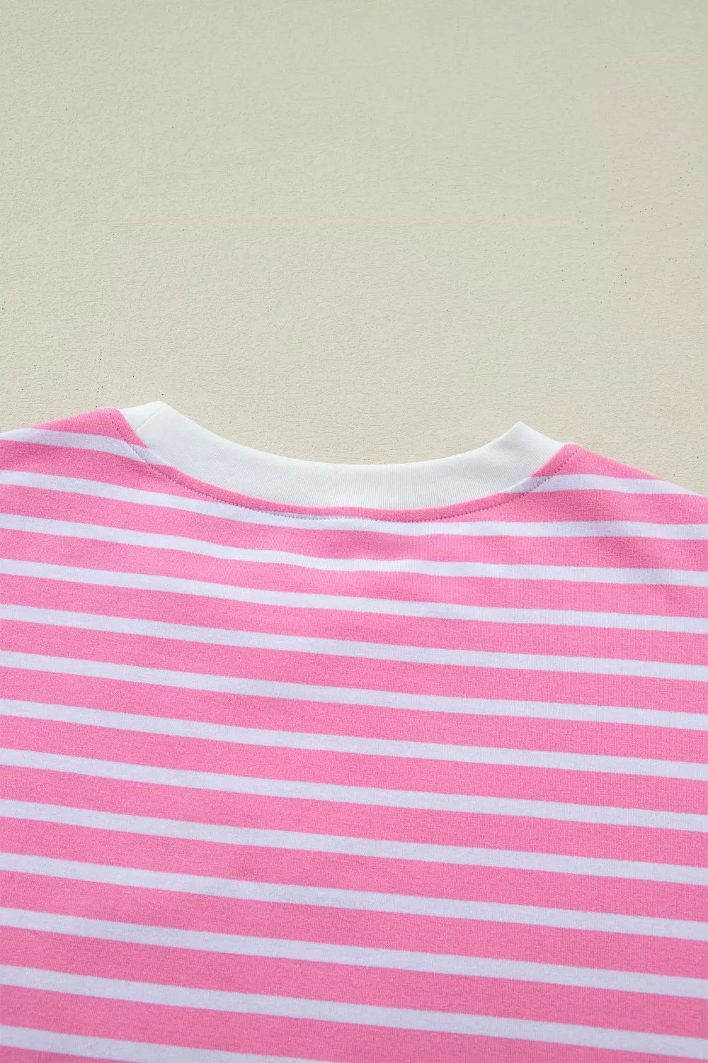 Stripe Round Neck Drop Shoulder Short Sleeve Loose Top