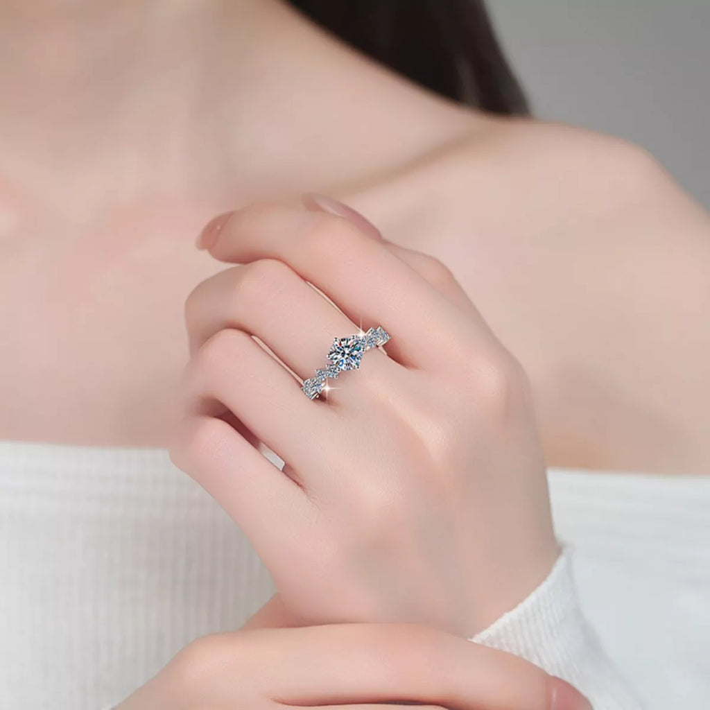1 Carat Moissanite 925 Sterling Silver Ring