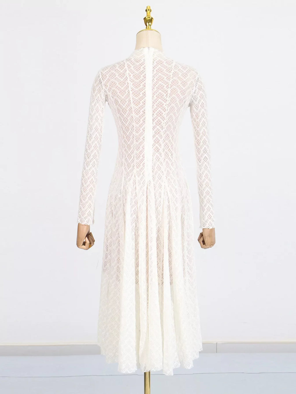 Lace Mock Neck Long Sleeve Maxi Dress