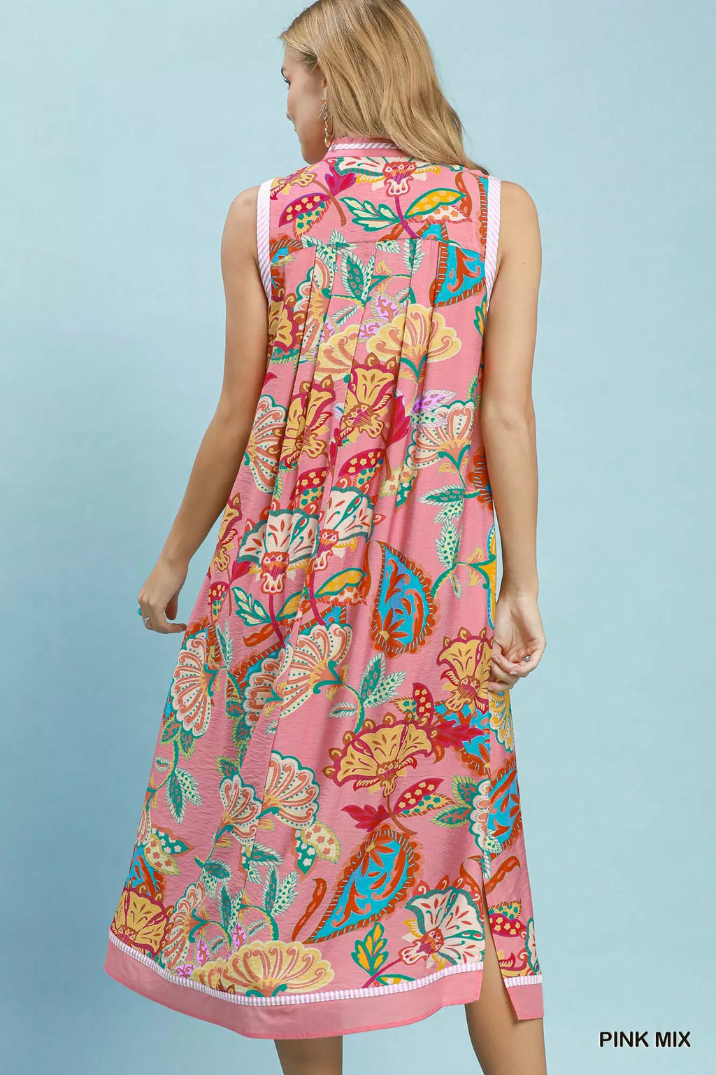 Umgee Paisley Floral Sleeveless Midi Dress