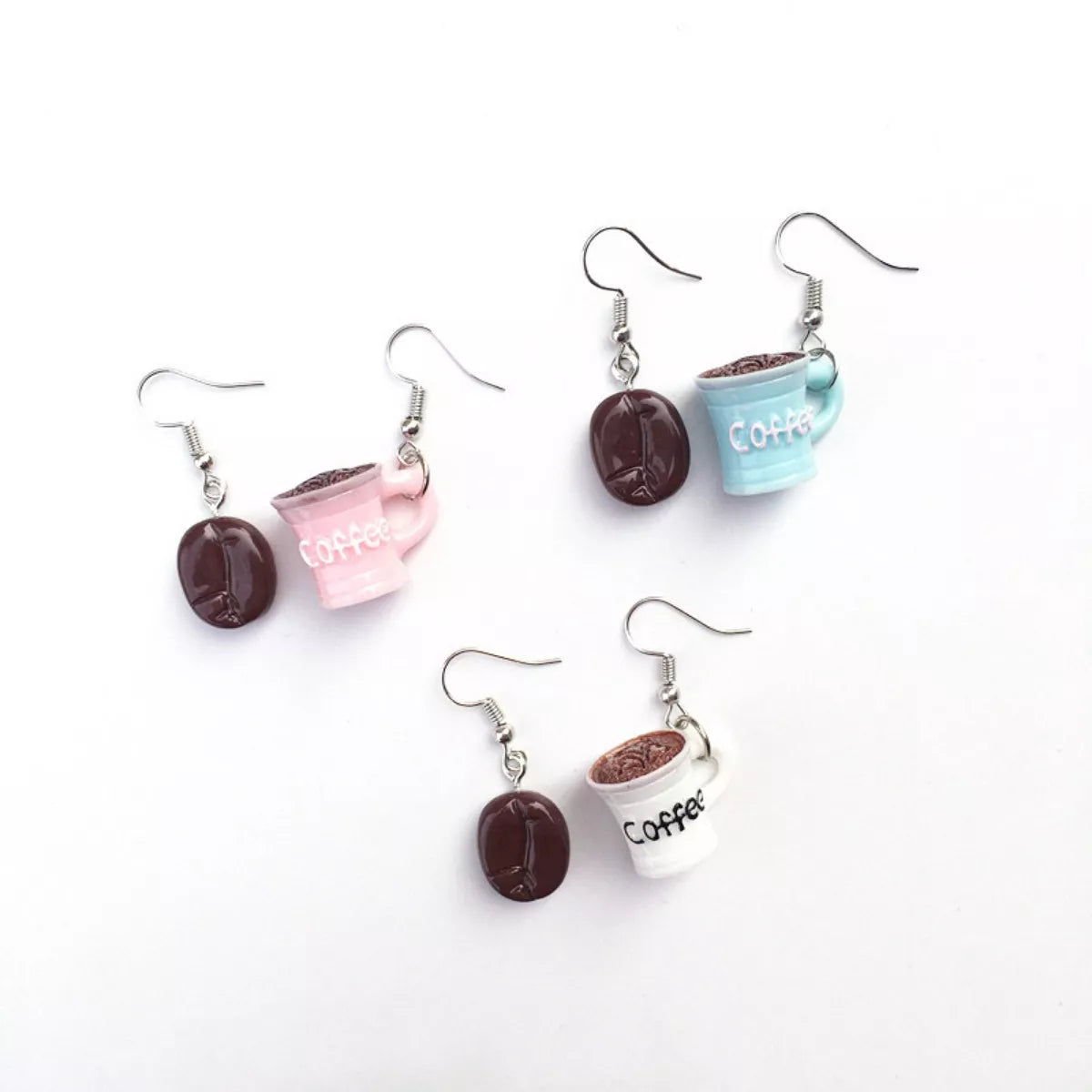 Coffee Bean and Cup Drop Earrings