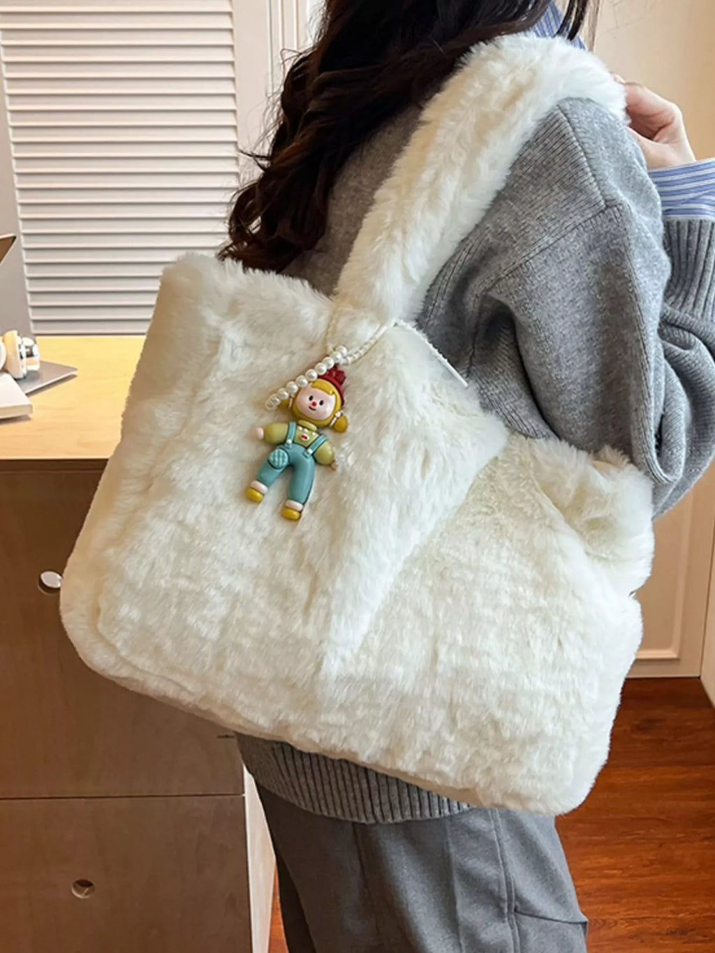 Fluffy Cartoon Charm Shoulder Bag