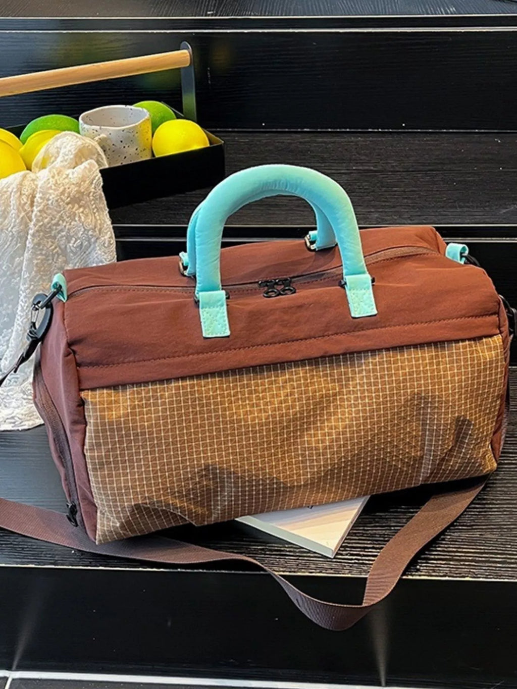 Plaid Oxford Sloth Travel Bag