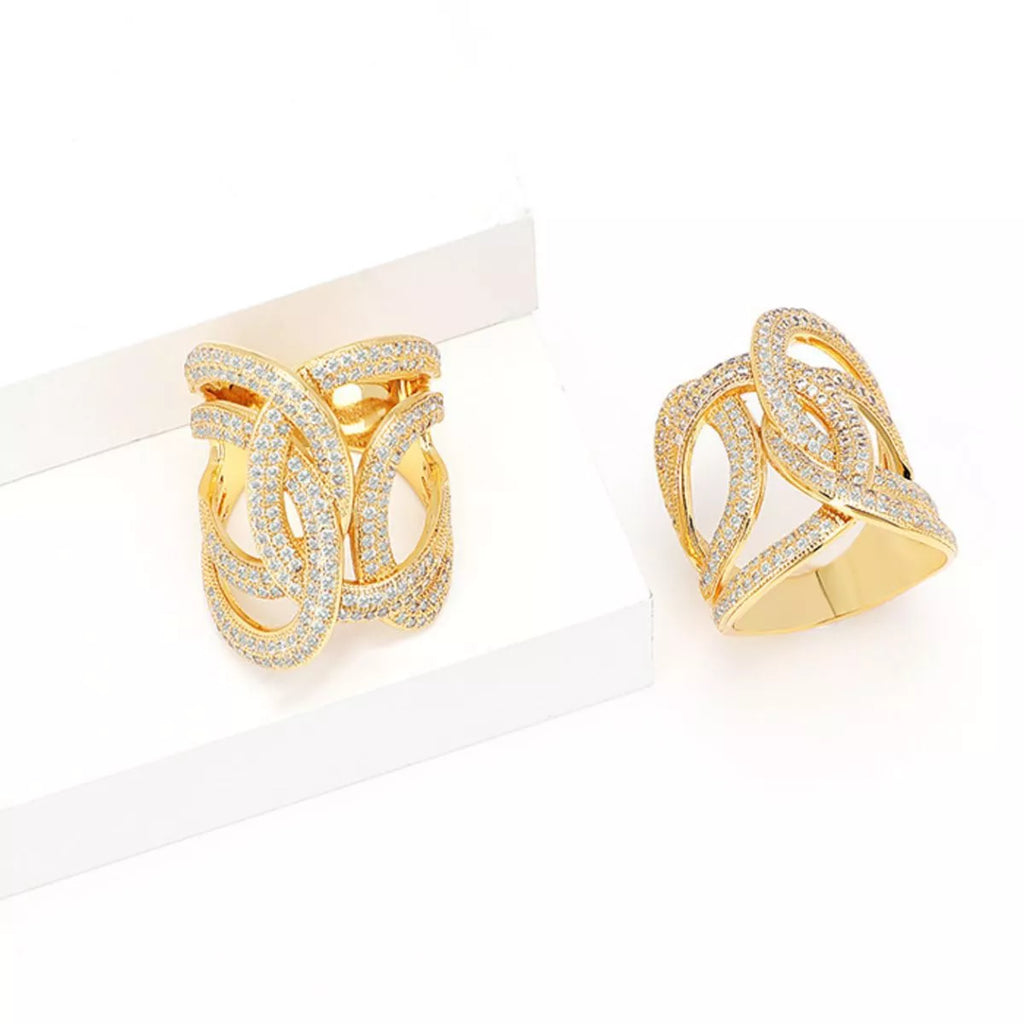 18K Gold-Plated Zircon Interwoven Ring