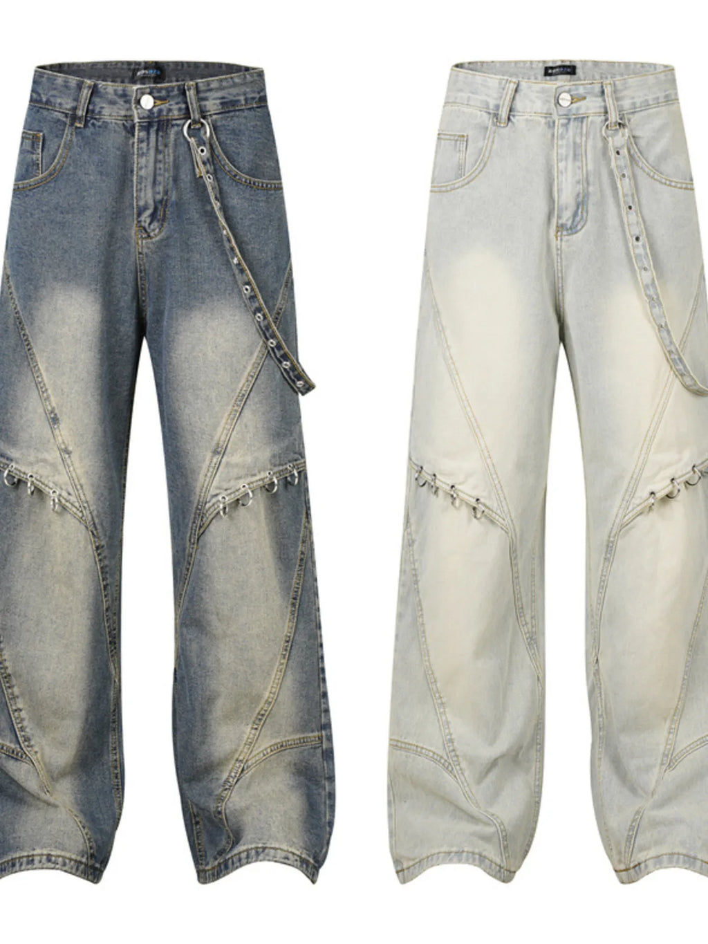 Men's Frayed Hem Wide Leg Jeans