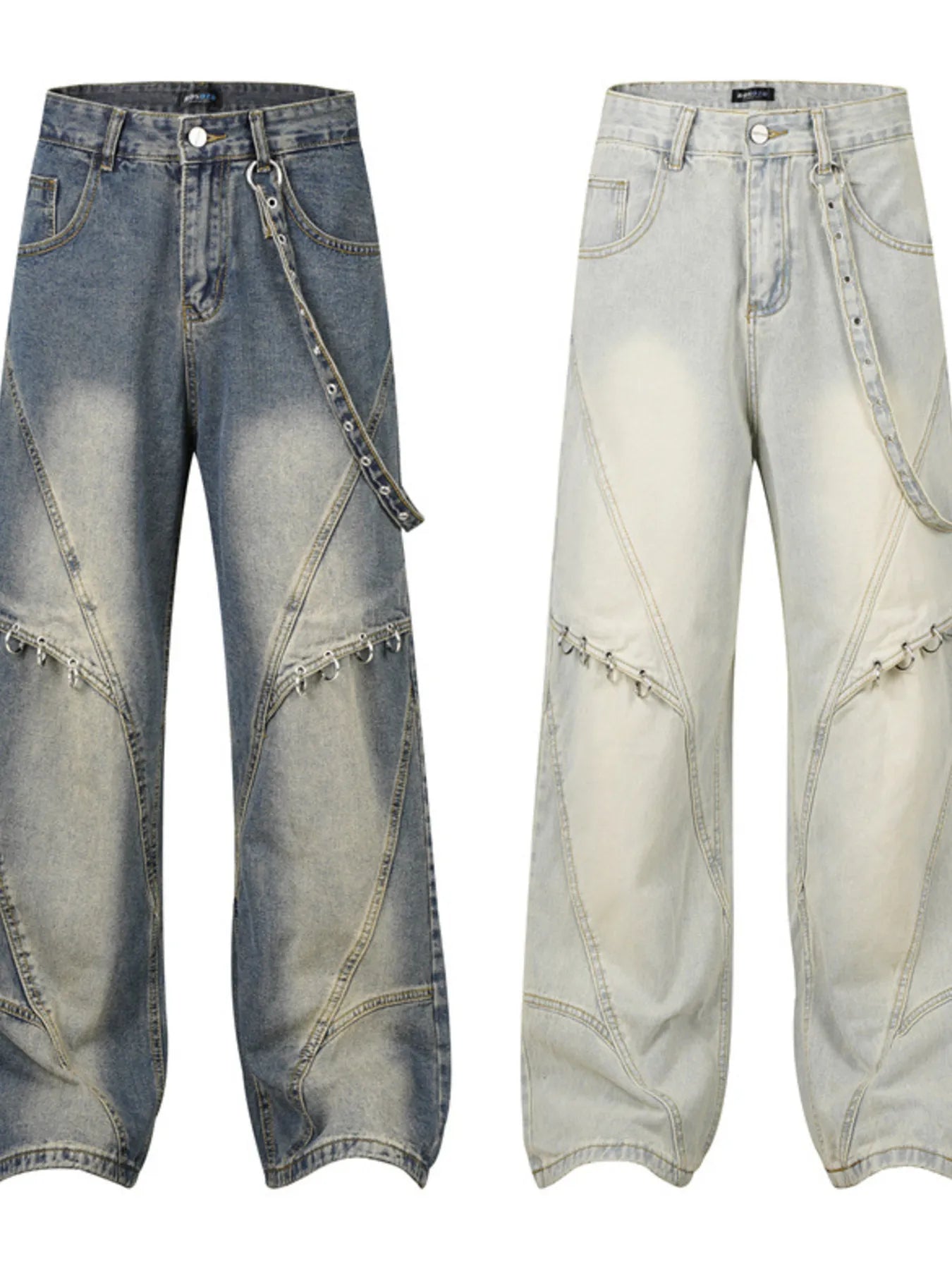 Men's Frayed Hem Wide Leg Jeans