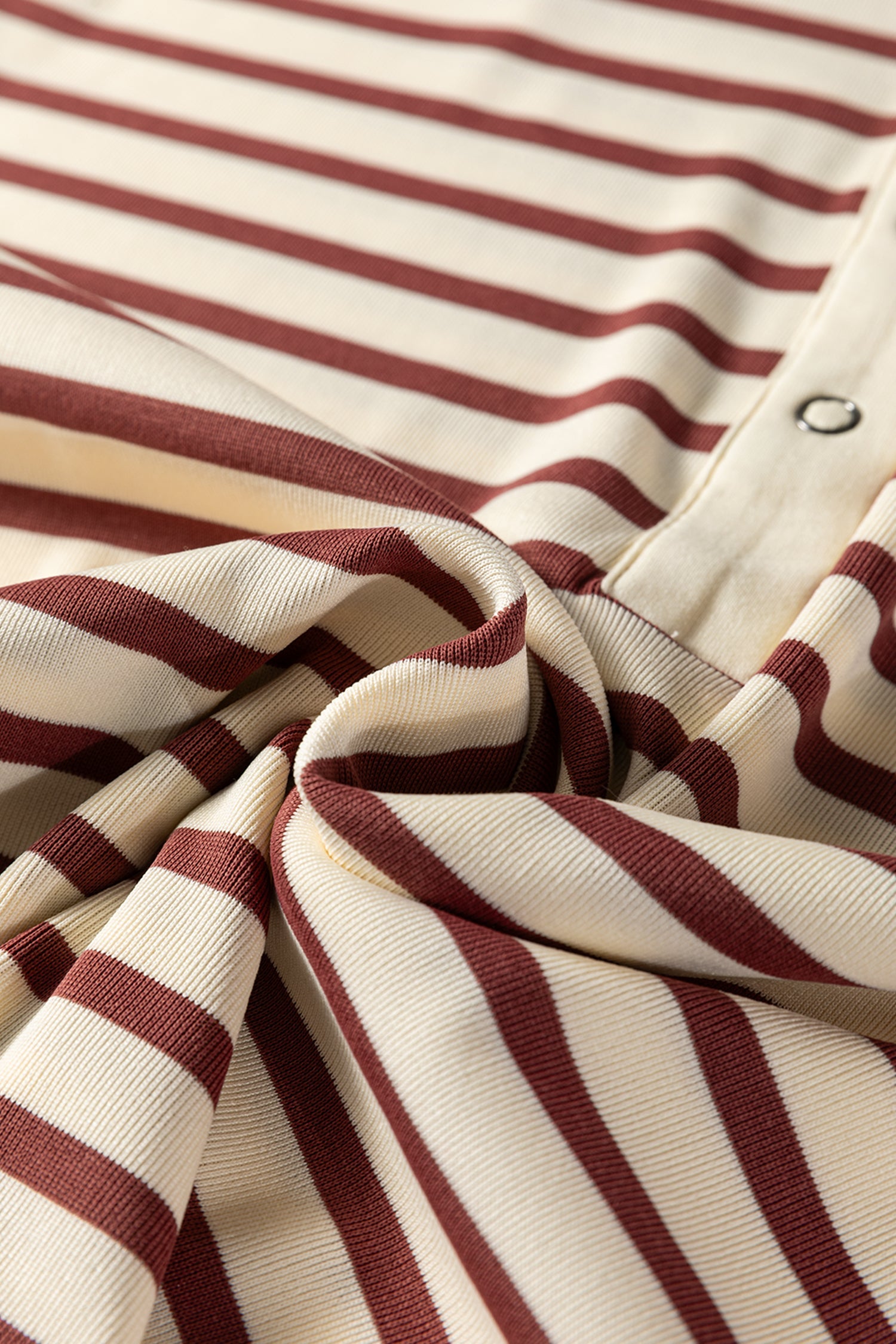 Stripe Half Buttoned Short Sleeve Top