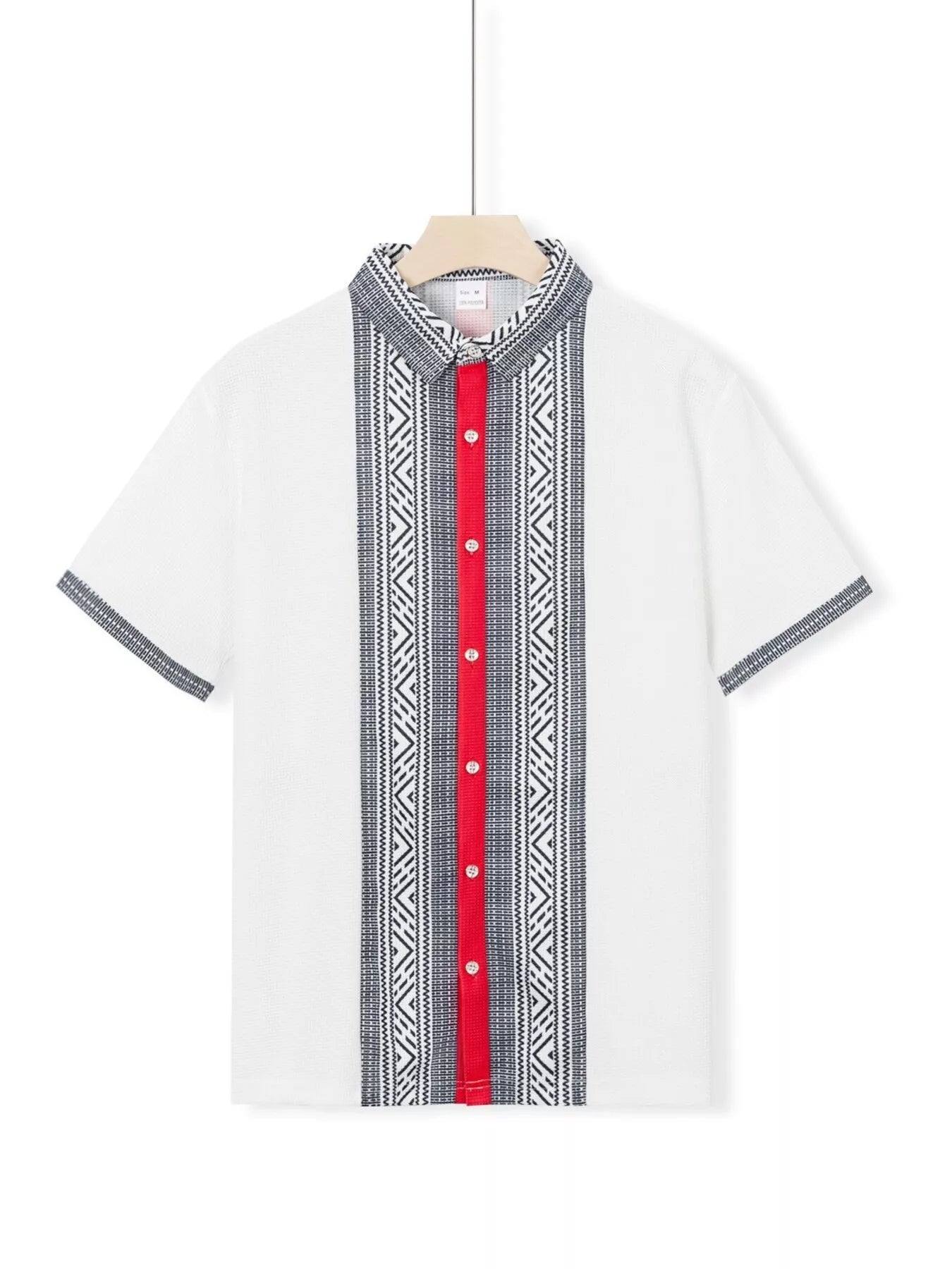Men's Full Size Casual Geometric Print Short Sleeve Shirt Plus Size