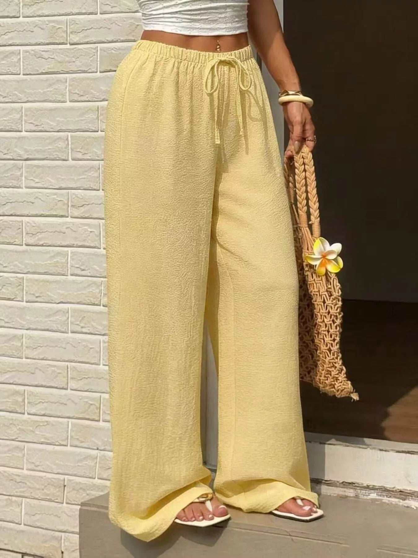 Plus Size Wide Leg Drawstring Pants