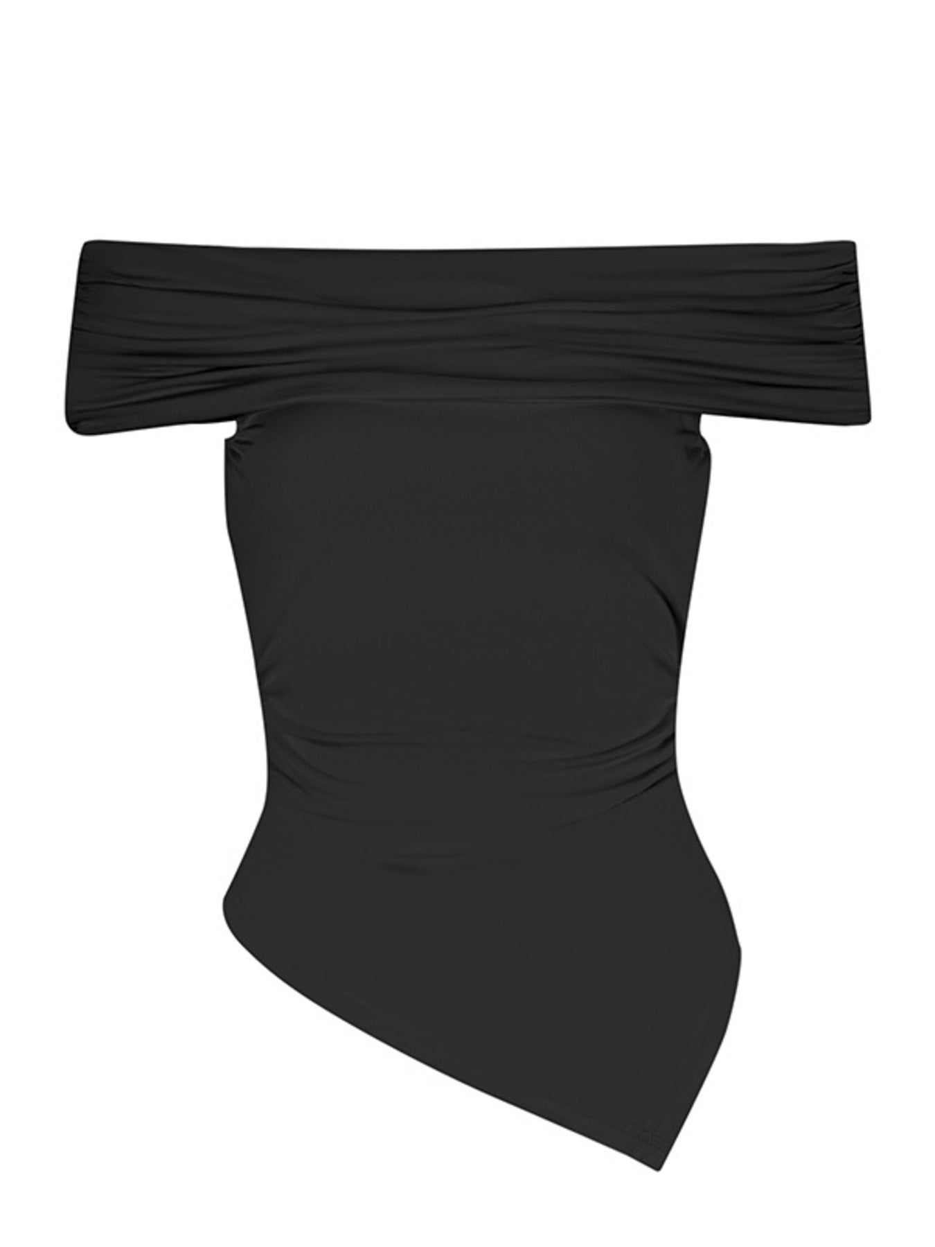 Off-Shoulder Ruched Asymmetrical Hem Top