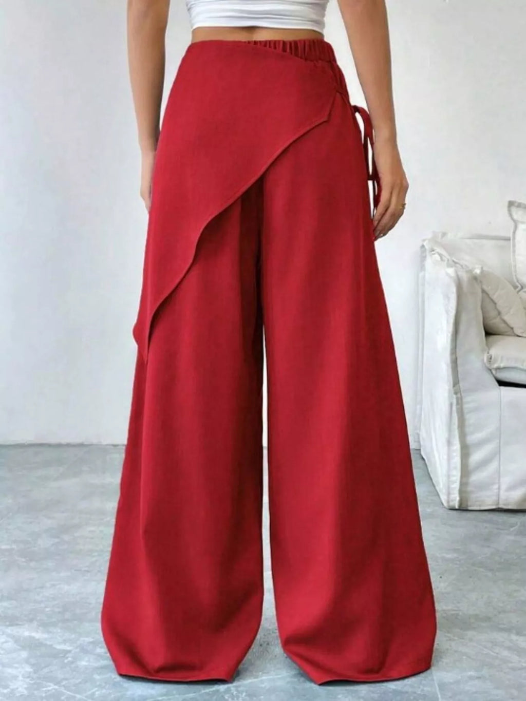 Wrap-Front Wide-Leg Pants