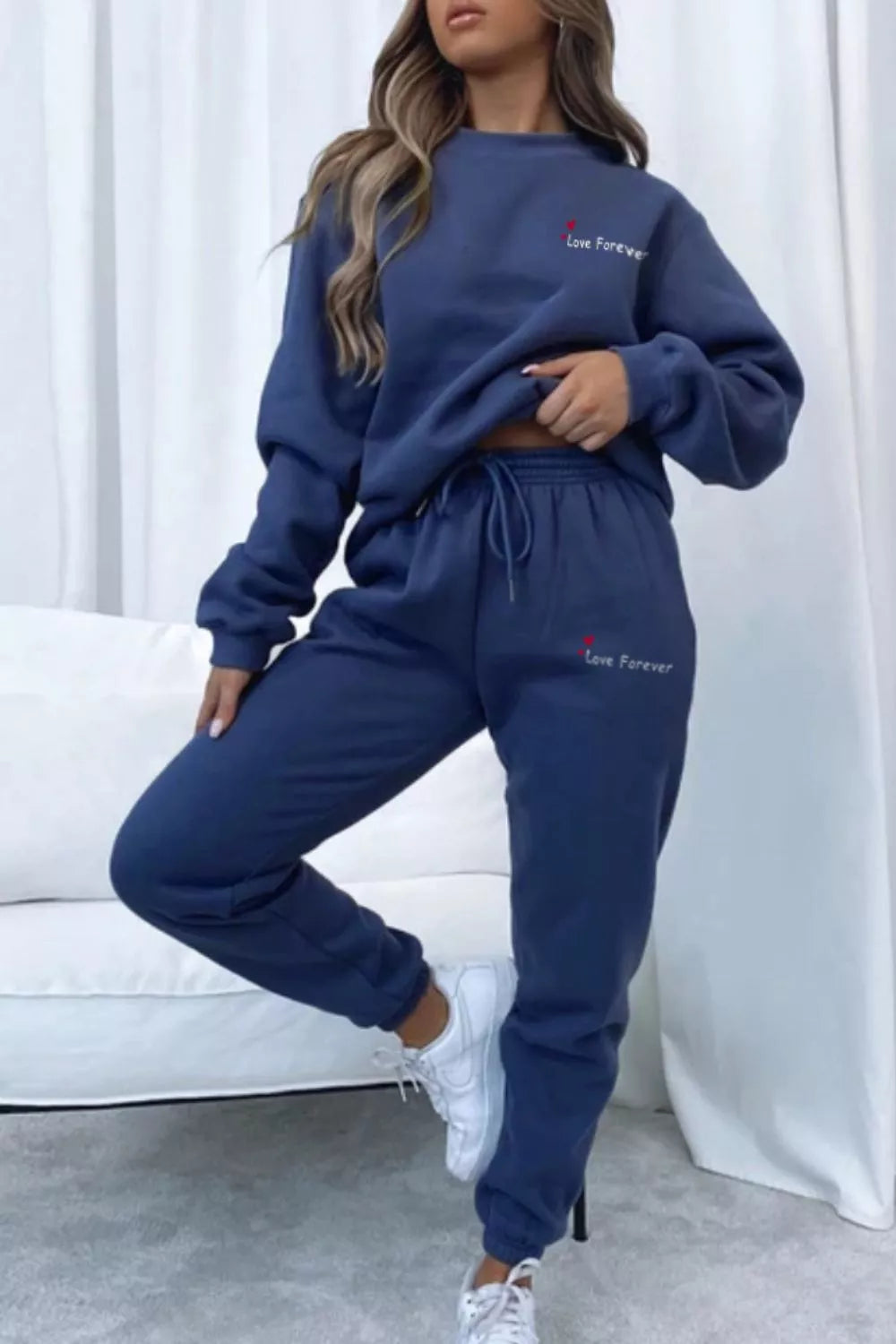 Round Neck Sweatshirt and Joggers Set