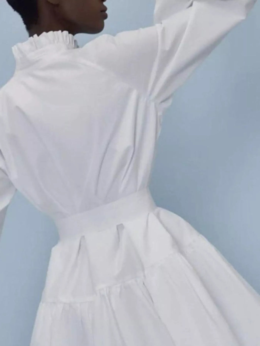 Button-Up Balloon Sleeve Mini Dress