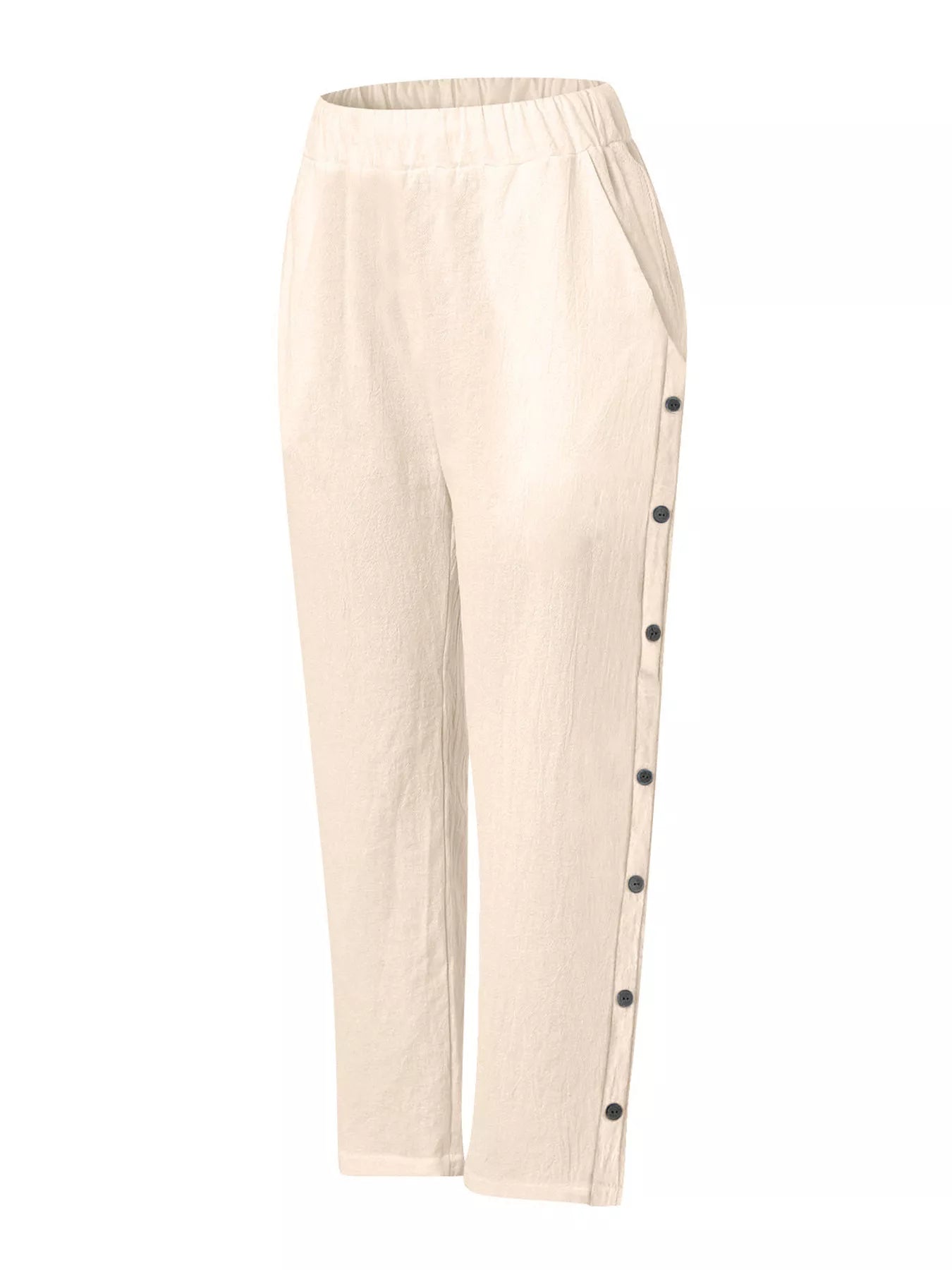 Full Size Side Button Decor Pants Plus Size