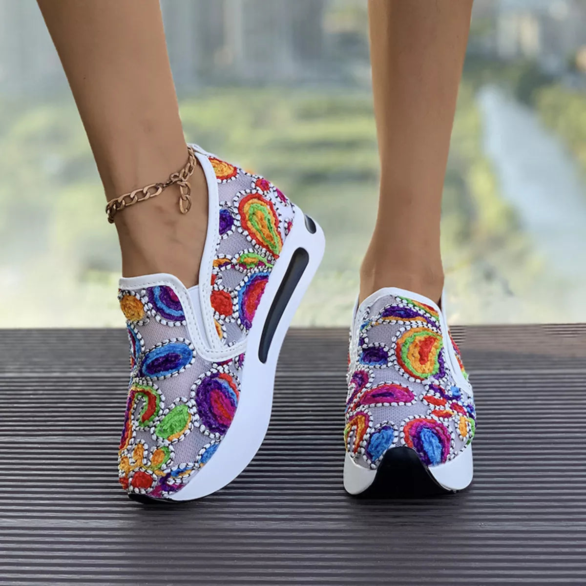 Round Toe Platform Slip-Ons
