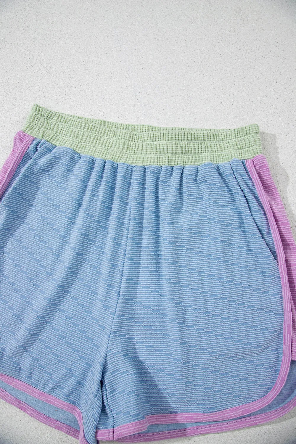 Contrast Round Neck Top and Shorts Set