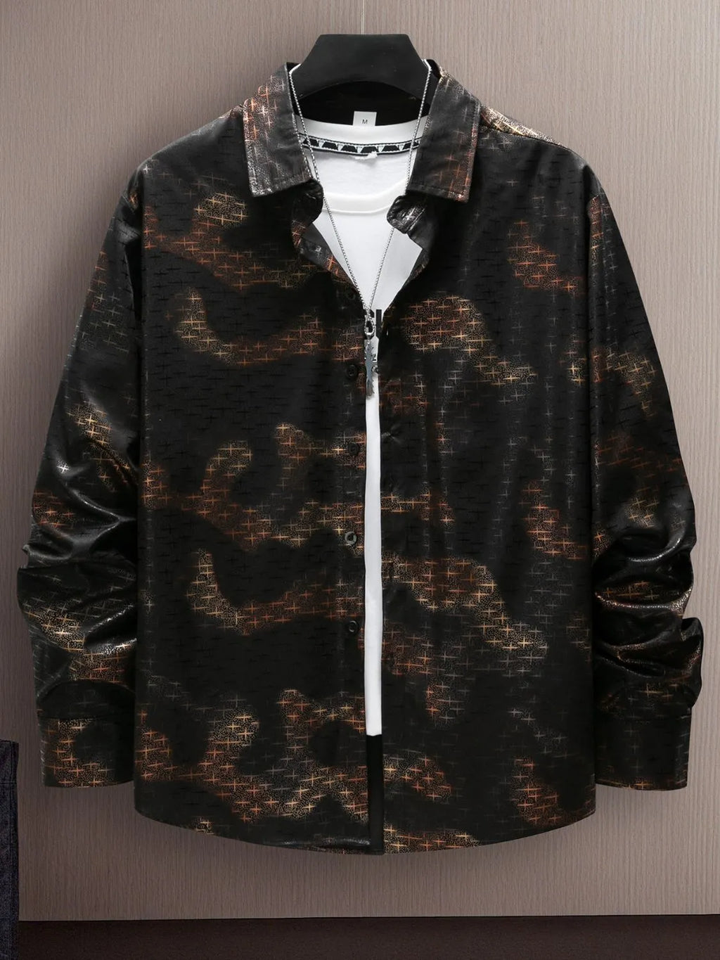 Men's Full Size Collared Neck Long Sleeve Shirt Plus Size