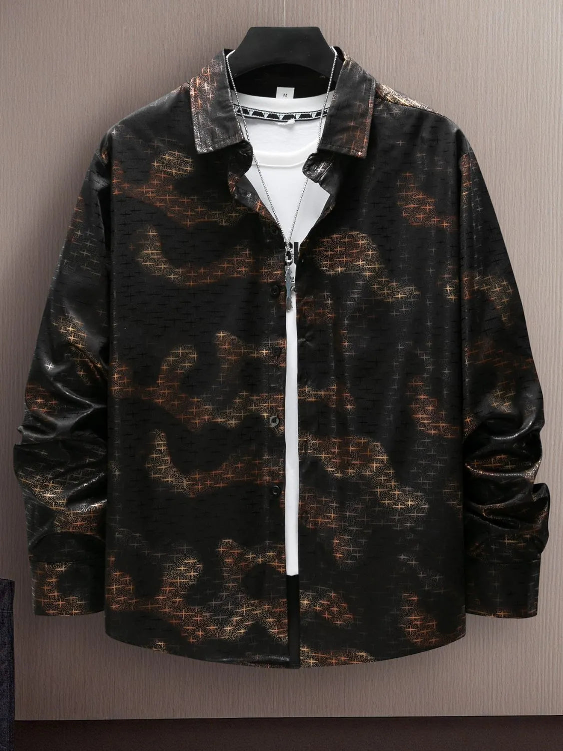 Men's Full Size Collared Neck Long Sleeve Shirt Plus Size