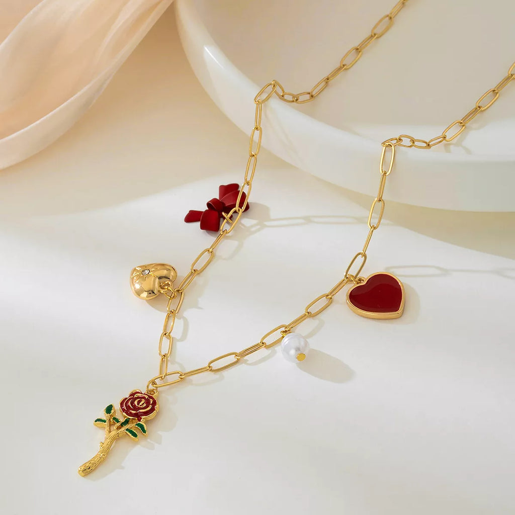 18K Gold-Plated Alloy Chain Necklace with Pendant