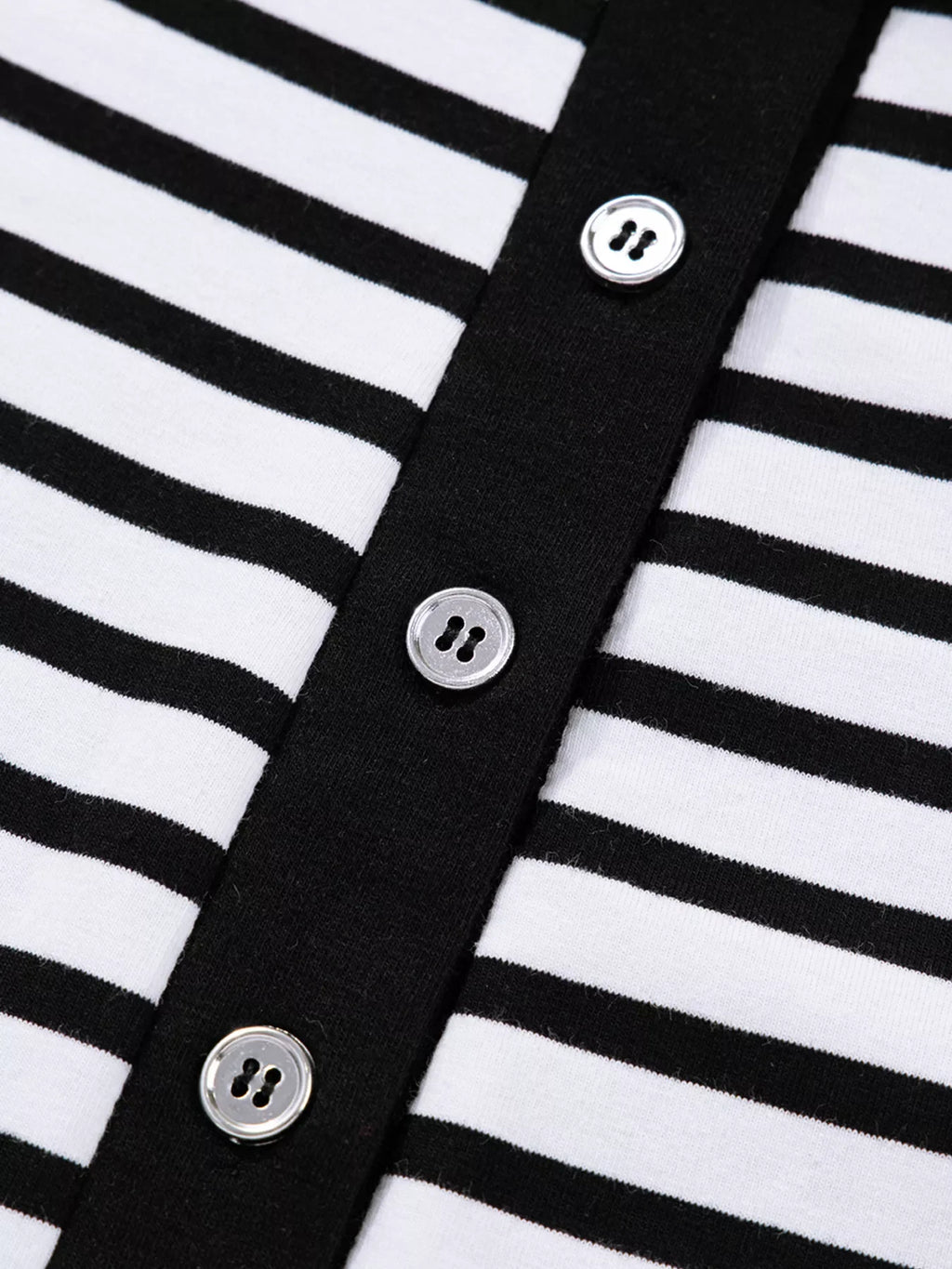 Stripe Buttoned Front Collared Long Sleeve T Shirt Dress with Pockets