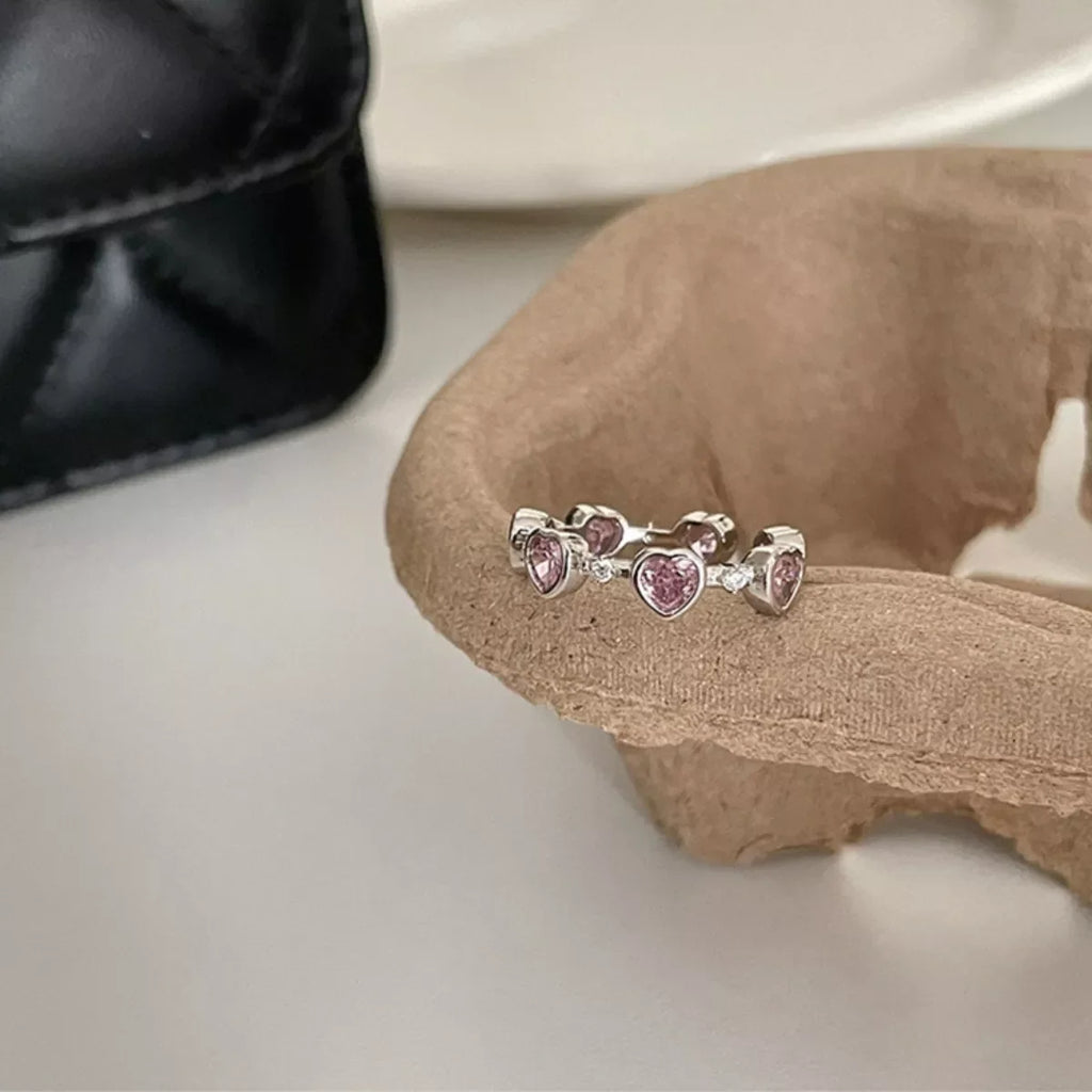 925 Sterling Silver Zircon Heart Ring