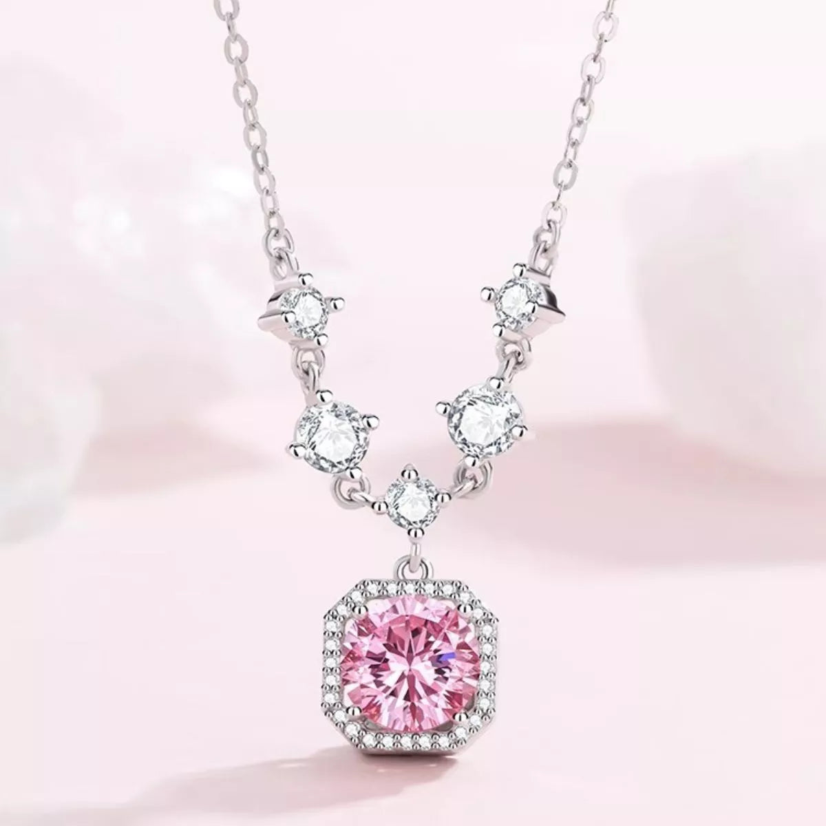 925 Sterling Silver Zircon Pendant Necklace