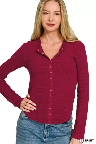 Zenana Double Knit Snap Button Shirts