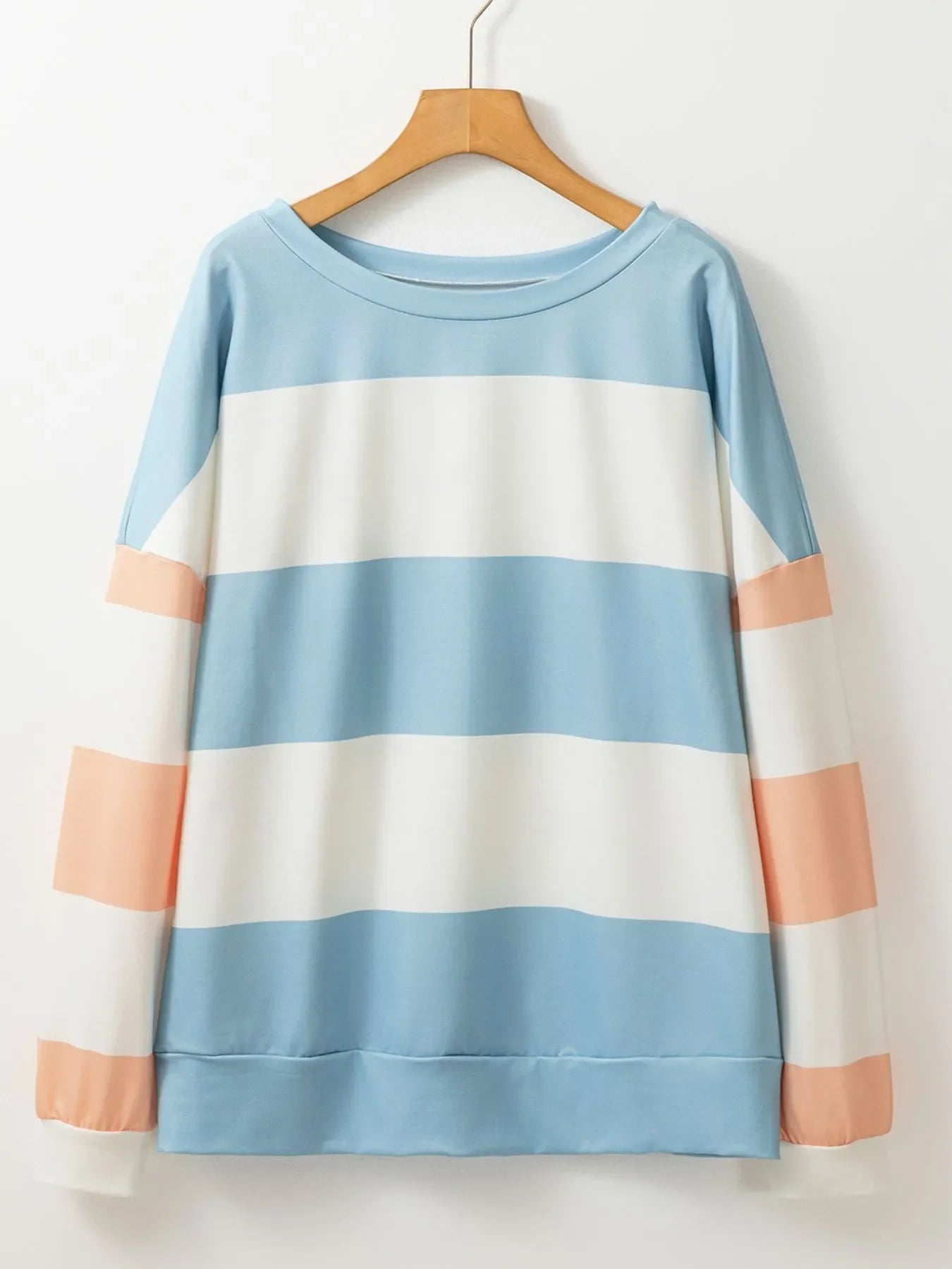 Color Block Drop Shoulder Long Sleeve Top
