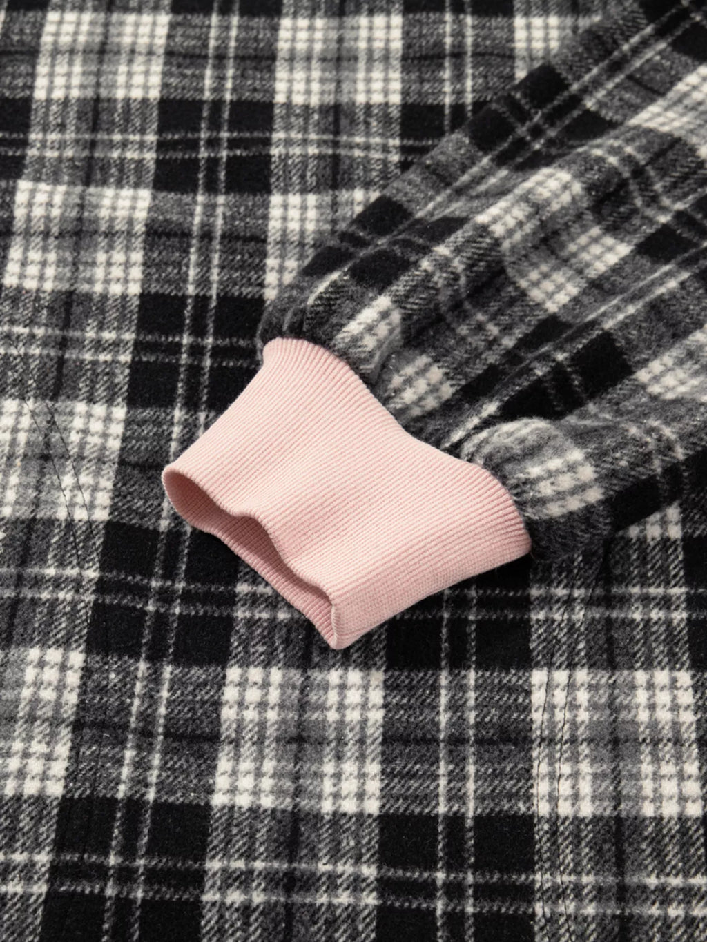 Plaid Polo Collar Zip up Contrast Trim Shift Long Sleeve Mini Dress