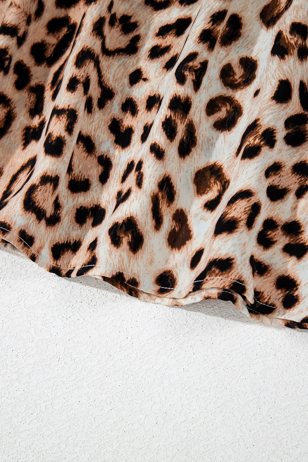 Leopard Print V-Neck Blouse with Contrast Trim