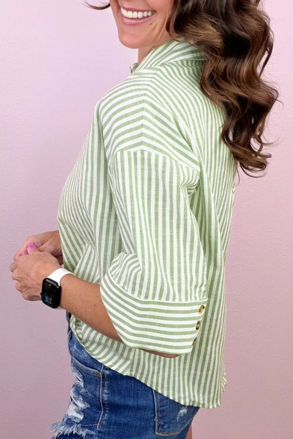 Striped Half Sleeve Blouse