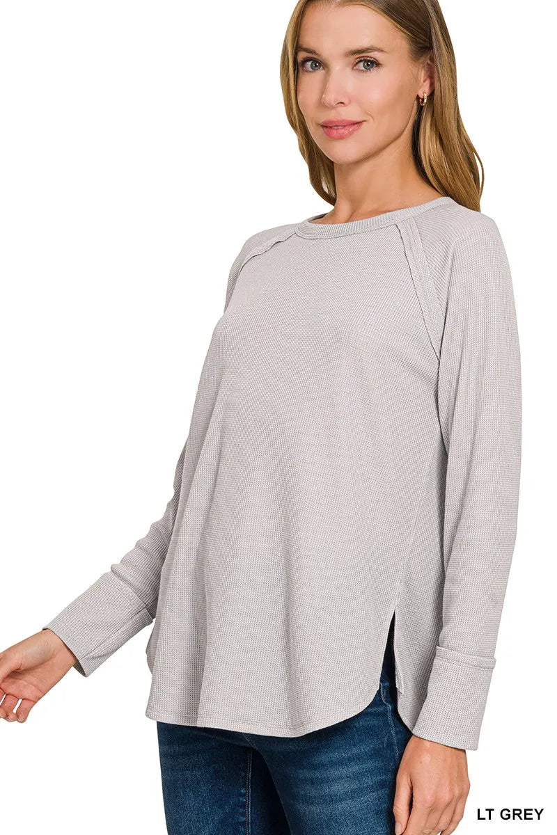 Zenana Baby Waffle Long Sleeve Top