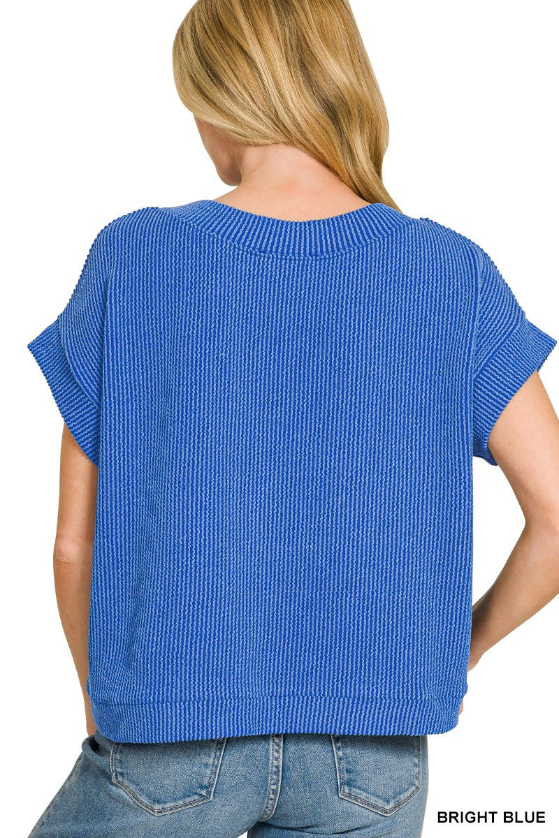 Zenana Raised Rib Cap Sleeve Top