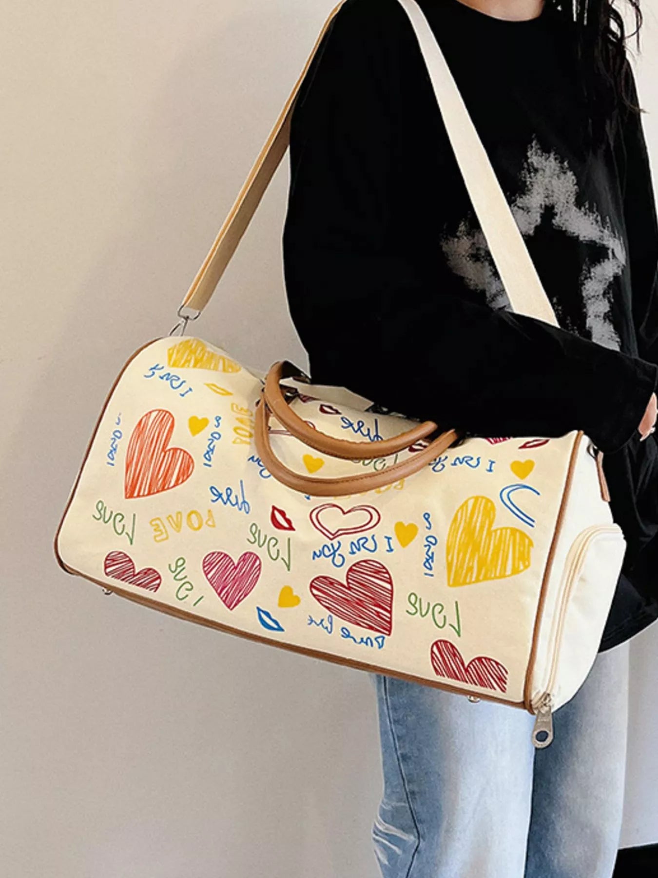 Printed Duffel Bag with Adjustable Strap