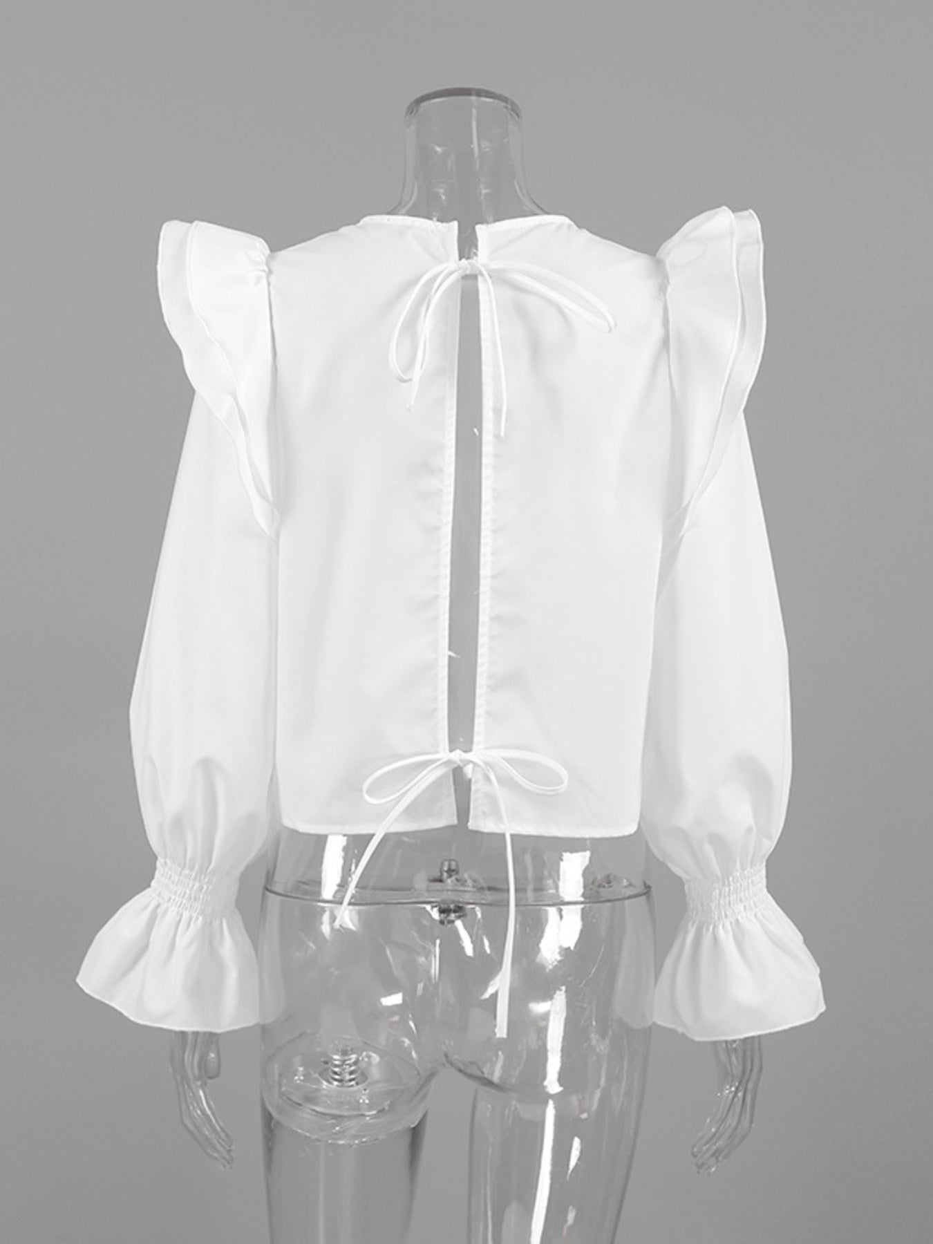 Ruffle Trim Long Sleeve Blouse