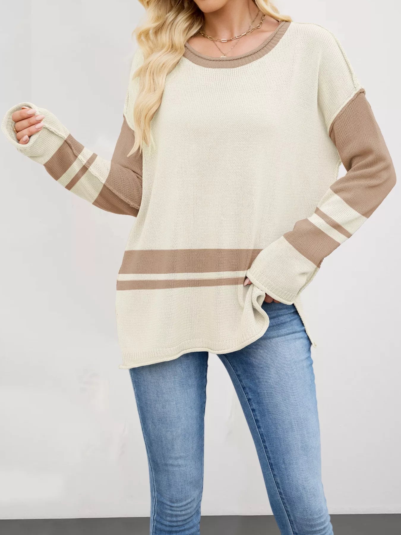 Color Block Side Slit Sweater