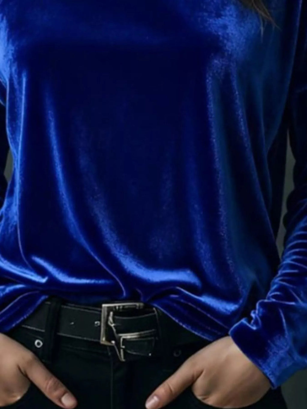 Full Size Velvet Long Sleeve T-Shirt Plus Size